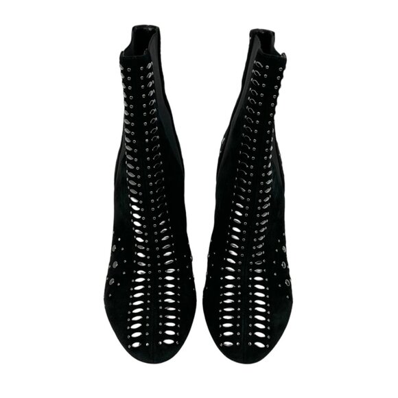Alaia Studded Black Suede Heeled Boots - Picture 4 of 10
